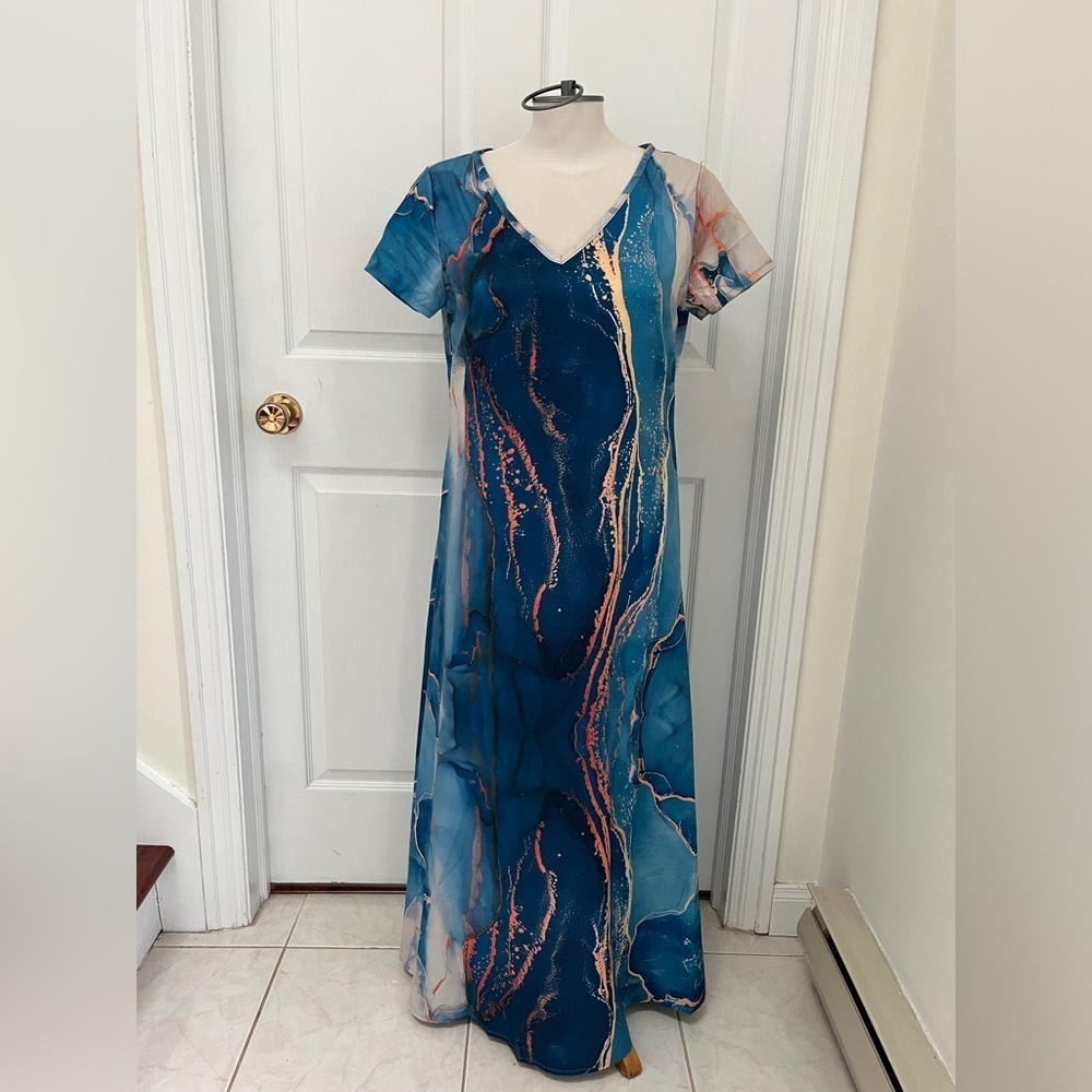 Marble print maxi dress size medium